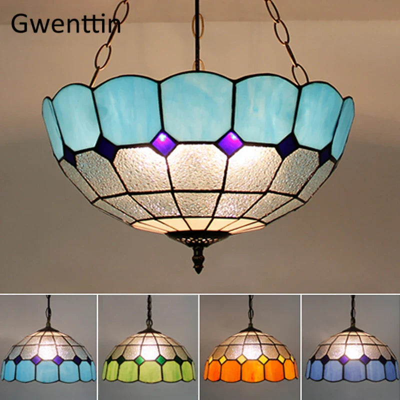 Diamond Square Stained Glass Pendant Light for Home Decor and Lighting