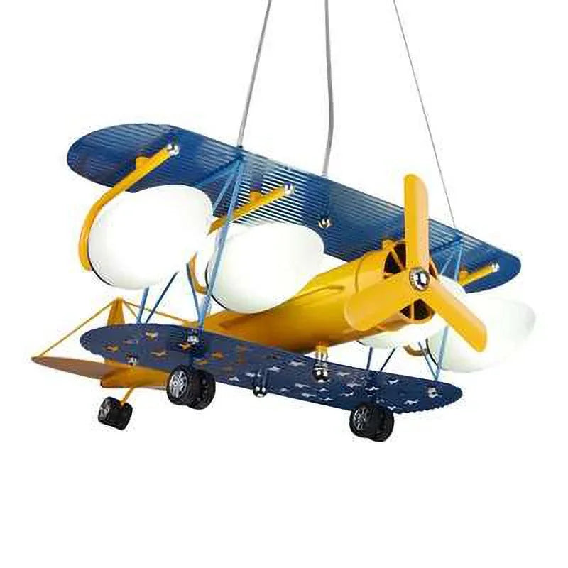 Airplane Chandelier Kids LED Lights Cartoon Boys Bedroom Cute Gift