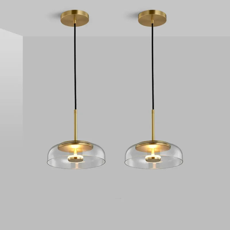 Glass Pendant LED Light Fixture - Modern Minimalist Hanging Lamp for Dining Room