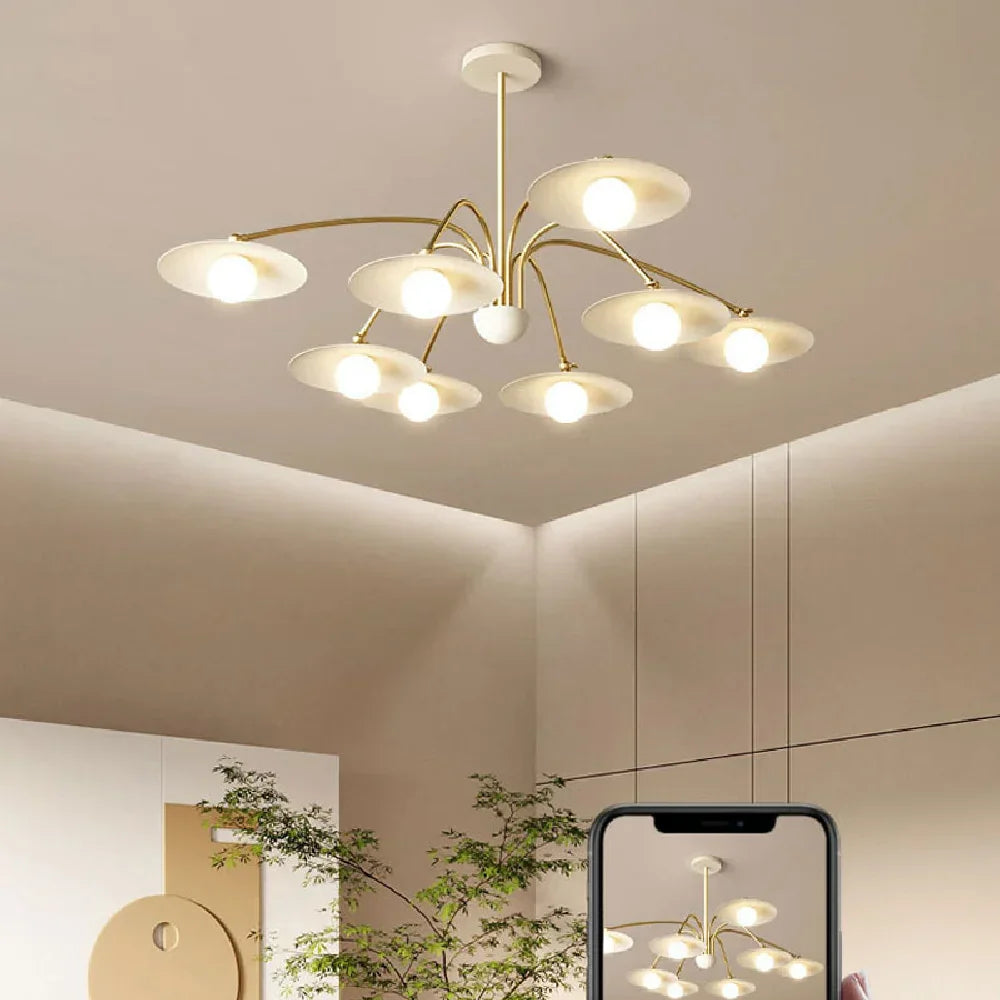 Nordic White Iron LED Chandelier with Hanging Pendant Lighting