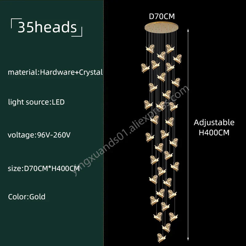 Crystal Chandelier: Modern Luxury Pendant Lights for Living Room, Staircase, Villa