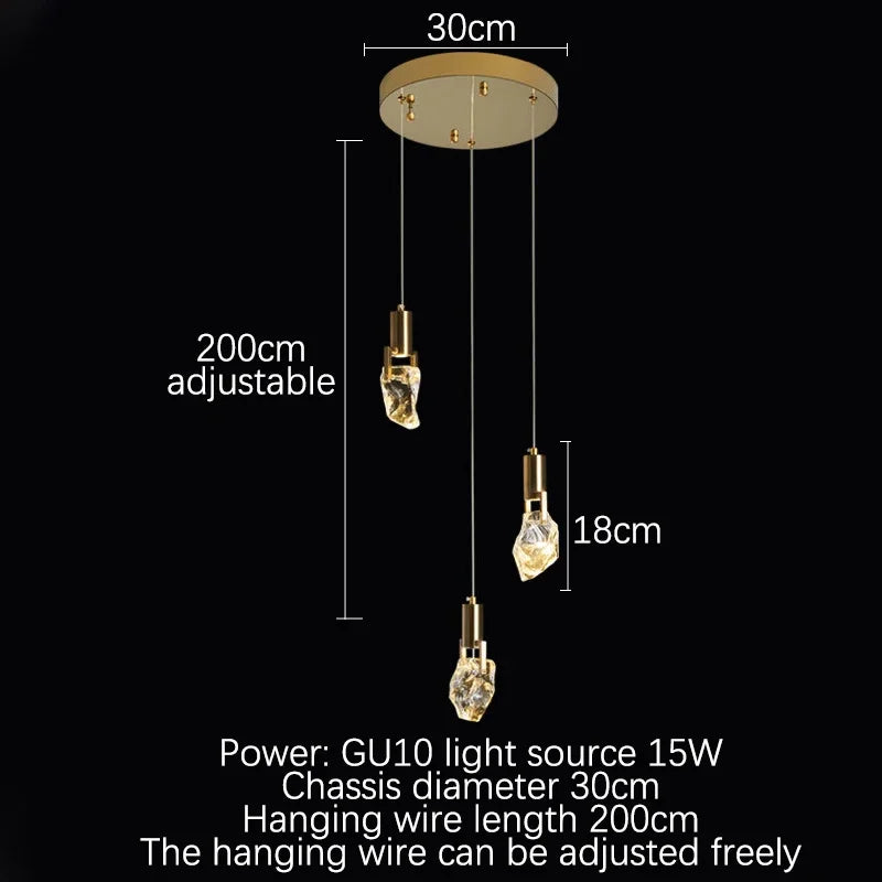 Elegant Diamond Crystal Chandelier LED Light Fixture Gold Home Decor