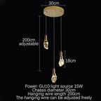 Modern Diamond Crystal Chandelier LED Hanging Light Gold Decor