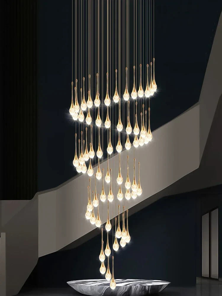 Crystal Bubble Chandelier for Duplex Living Room, Rotating Staircase, Villa Lobby