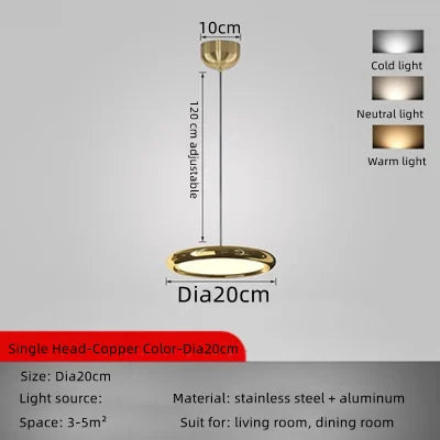 Circular Dining Pendant Chandelier LED Light for Kitchen, Living Room & Bedroom