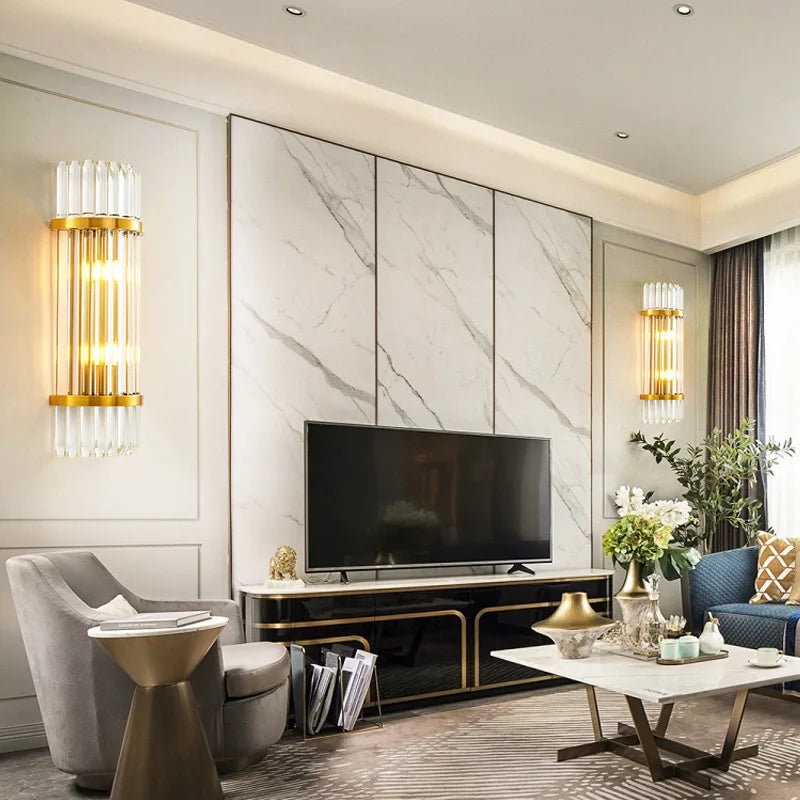 Gold Crystal LED Wall Lights for Bedroom Decoration