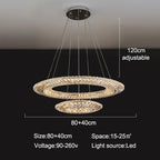 LED Crystal Chandelier: Elegant Light Luxury Golden Ceiling Art Ring for Living Room
