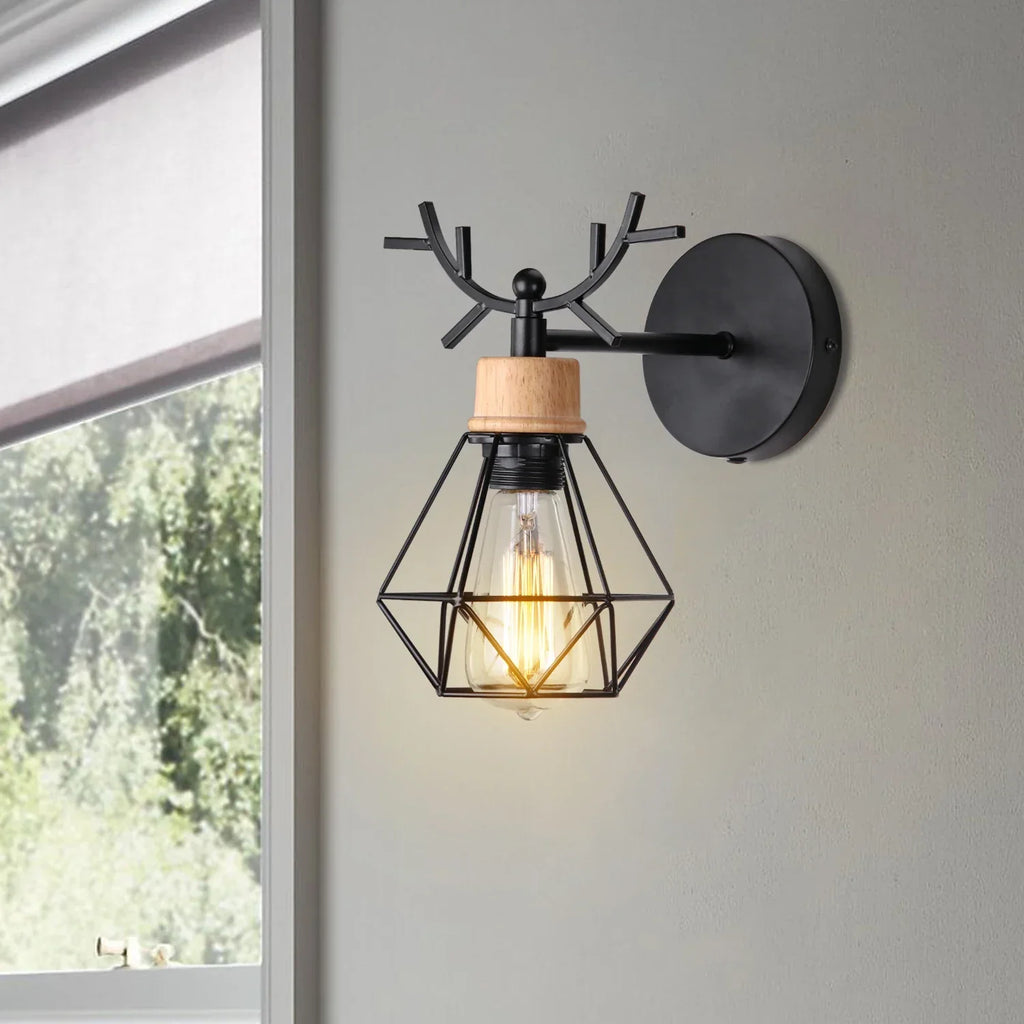 LED Iron Cage Wall Light for Home Bedroom Kitchen Decor
