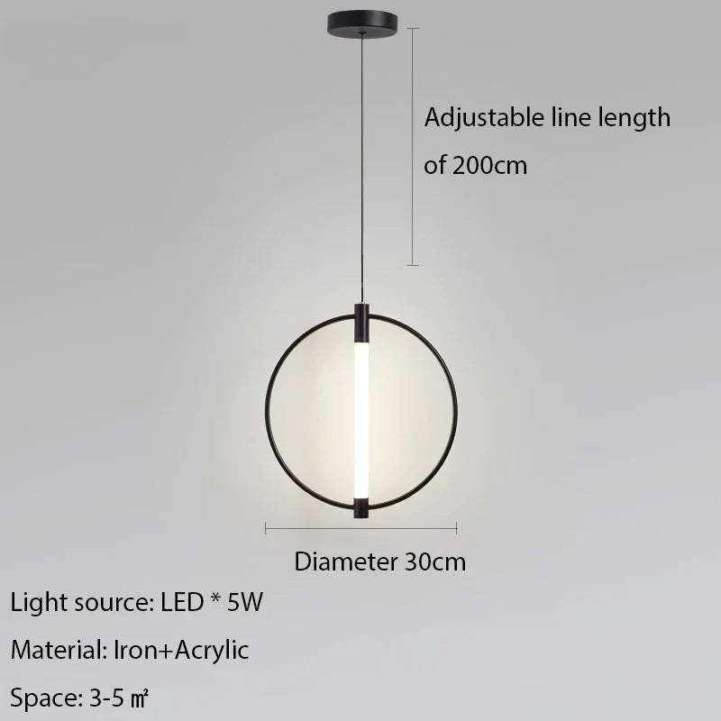 LED Circle Pendant Lights in Gold/Black for Home Decor Lighting