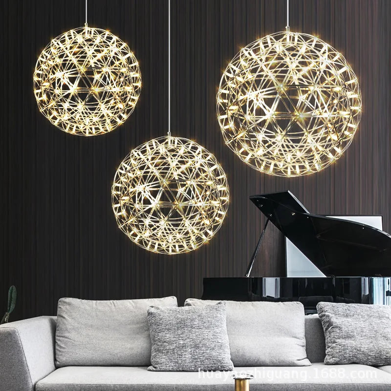 Spark Ball Chandelier: Nordic Taraxacum Star Fireworks Pendant for Hotel Lobby Staircase