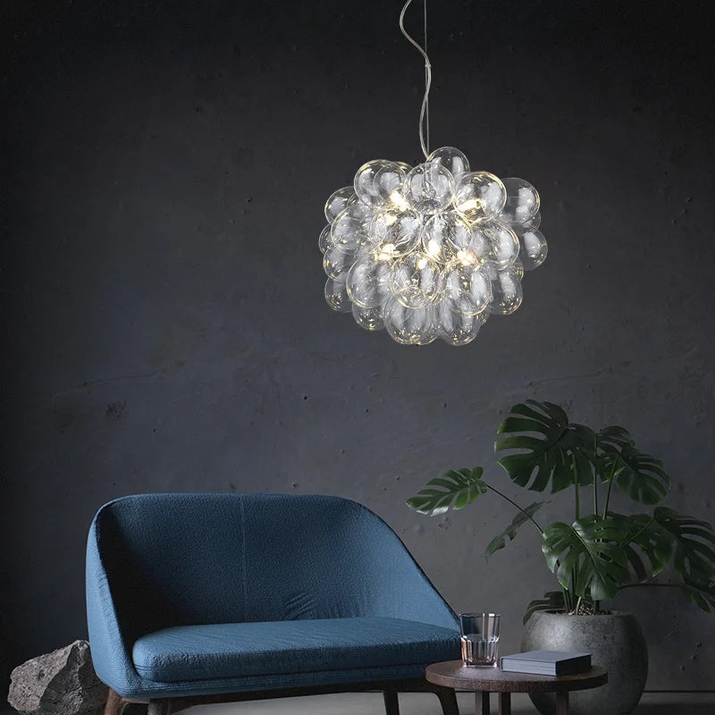Glass Ball Chandelier: Modern Color Pendant Light for Living Room Decor