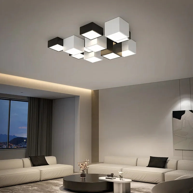 Nordic Black White LED Ceiling Lamp for Stylish Living Room, Bedroom, Office Lighting