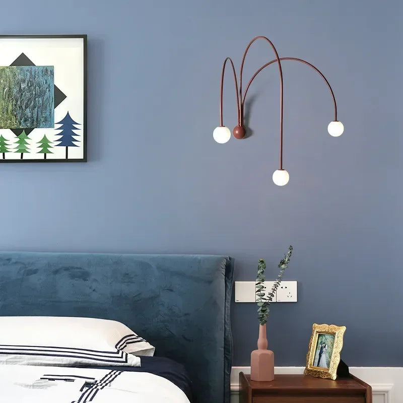 Modern Iron Glass Wall Lamp for Living Room Bedside Table & Restaurant
