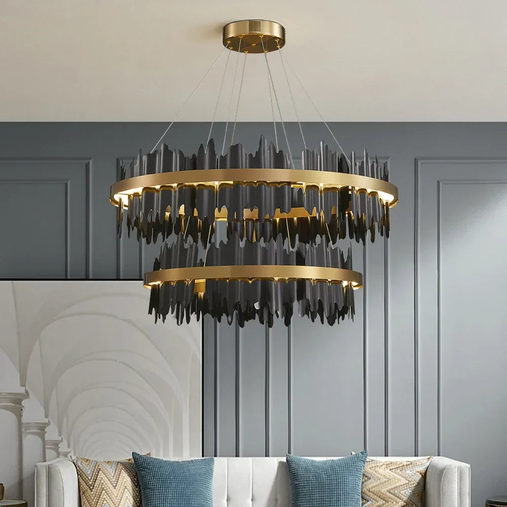 Luxury Modern Chandelier Circle Pendant Light for Living Room by Afralia™