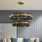 Luxury Modern Chandelier Circle Pendant Light for Living Room by Afralia™