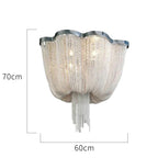 Chrome Art Luxury Ceiling Light with Aluminum Chain Tassel Design