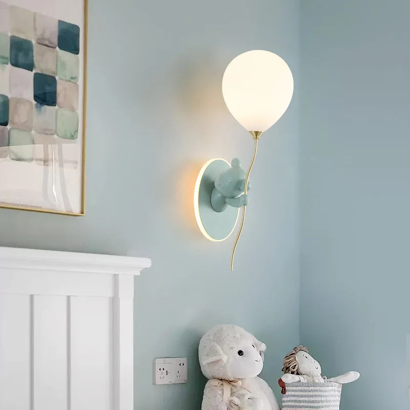 Cartoon Bear Balloon LED Wall Lamp for Children's Room