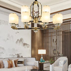 Chinese Jade Chandelier | Modern Duplex Villa Lighting