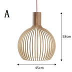 Wooden Birdcage Pendant Lamp: E27 Indoor LED Lighting for Dining Room & Bar