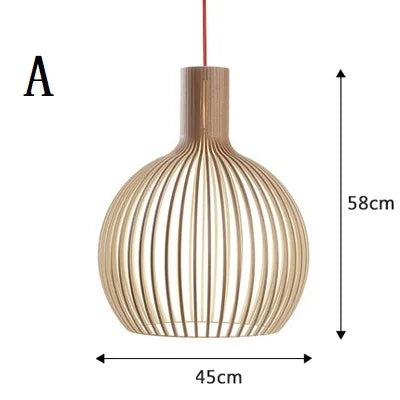 Wooden Birdcage Pendant Lamp: E27 Indoor LED Lighting for Dining Room & Bar