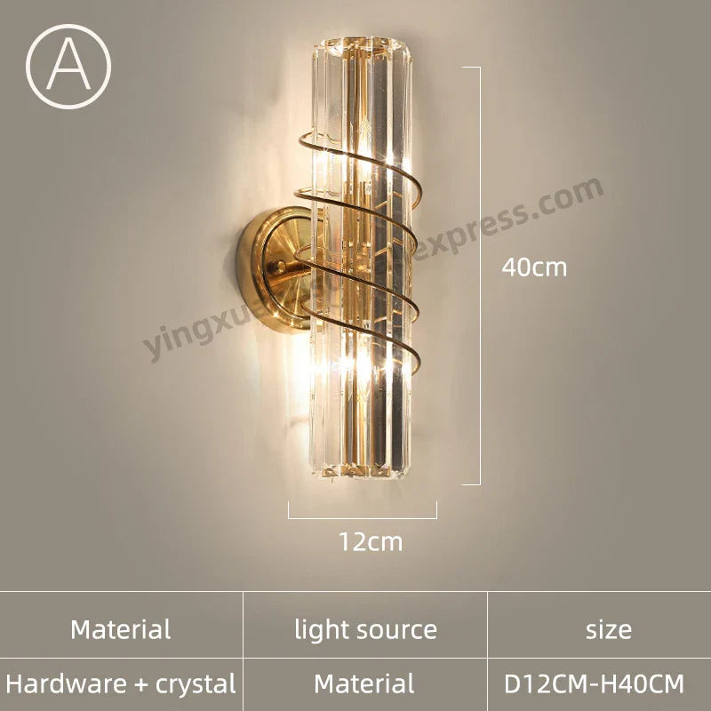 Crystal Wall Light: Minimalist Bedside Loft Wall Sconce for Living Room
