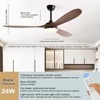 52 Inch Wood Blade Ceiling Fan with Remote Control and Lights