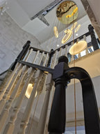 Marble LED Chandelier Staircase Lobby Light Gold Stone Fixture