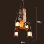Retro Wood E27 LED Ceiling Chandelier: Antique Industrial Bar Pendant Lights for Vintage Ambiance