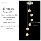 Luminous Glass Ball Pendant Chandeliers for Living Dining Room Decor LED Lighting