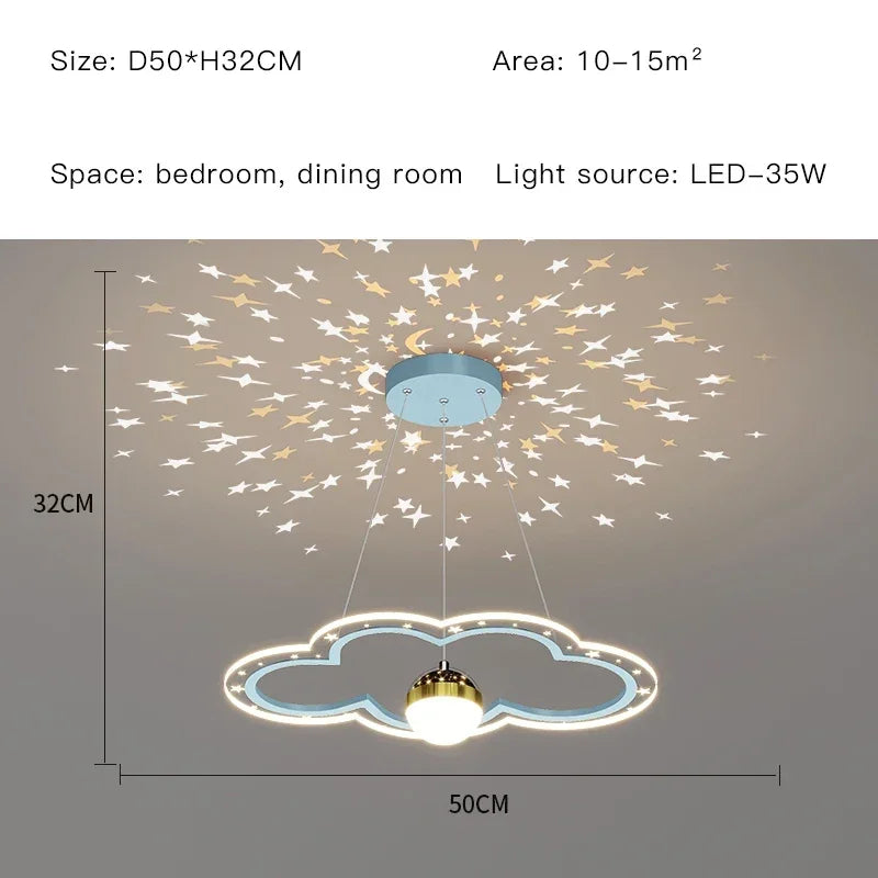 Starry Sky Kids Chandelier Light for Bedroom Study Room Decoration