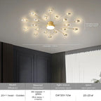 Copper Fireworks LED Ceiling Chandelier for Modern Bedroom and Living Room Decor