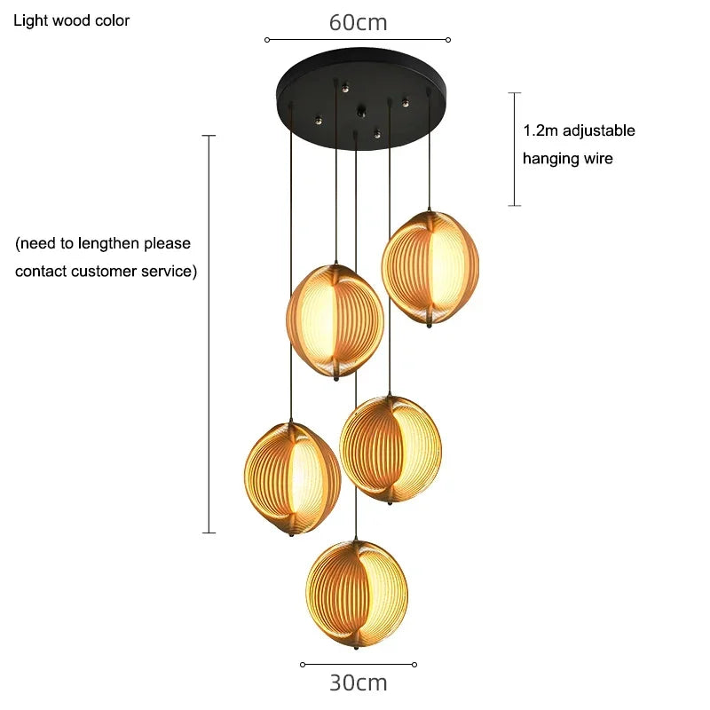 Wabi Sabi Wooden LED Pendant Lights for Home Decor and Lighting