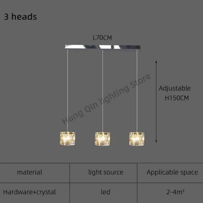 Crystal Chandelier Pendant Light for Modern Indoor Dining and Kitchen Lighting