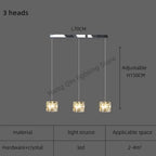 Crystal Chandelier Pendant Light for Modern Indoor Dining and Kitchen Lighting