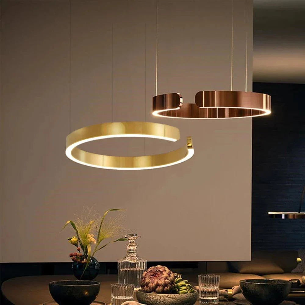 Modern Semicircle LED Chandelier Stainless Steel Lighting