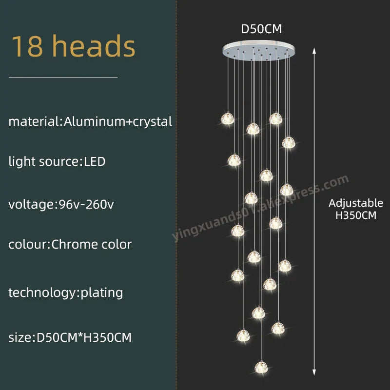 Luxury Spiral Staircase Chandelier LED Pendent Lamp for Stylish Living Room