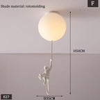 Nordic White Bear Kid Ceiling Lamp: Children's Room Decoration LED Pendant Light.