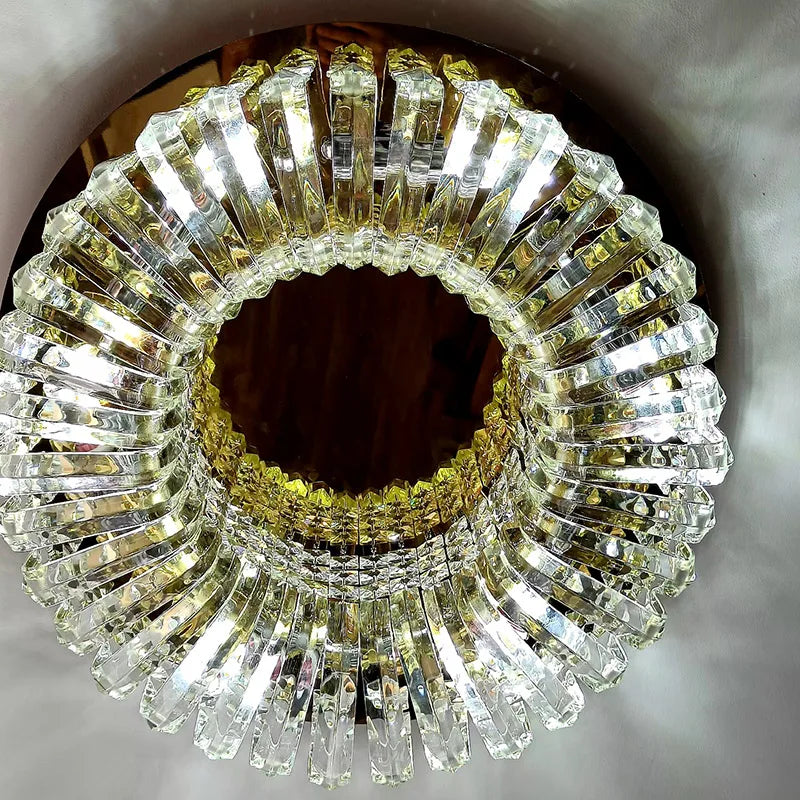 Crystal Glass Round Ceiling Chandelier: Luxury Modern LED Indoor Lighting for Home Decor