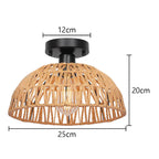 Rattan Ceiling Chandelier Rustic Retro Flush Mount Light Fixtures