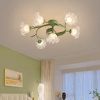 Lily Of The Valley Glass Chandelier Light: Modern Cream Wind Lamp for Living Room & Bedroom