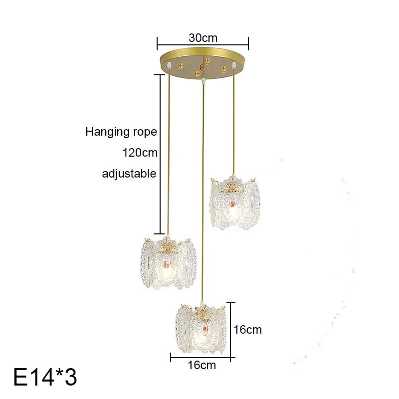Carved Glass Pearl Chandelier for Dining Room, Living Bedroom, Study, Balcony - LED Pendant Lighting