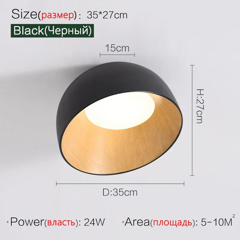 Modern Wood Grain Ceiling Lamp: Creative Minimalist Bedroom Study Light