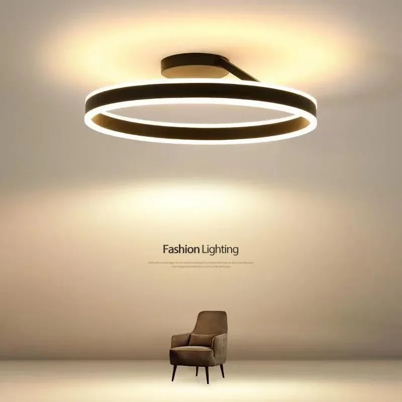 Minimalist Round LED Ceiling Chandelier | Aluminum Living Room Bedroom Light Fixtures