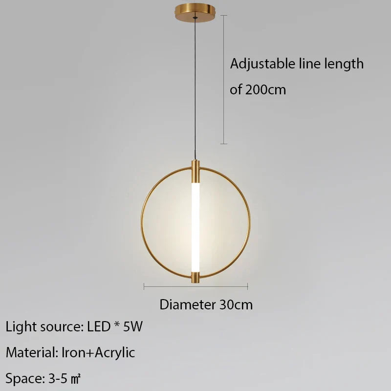 LED Circle Pendant Lights in Gold/Black for Home Decor Lighting
