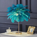Nordic Feather Tree Lamp: Pink White Ostrich Feather Bedside Table Lamps
