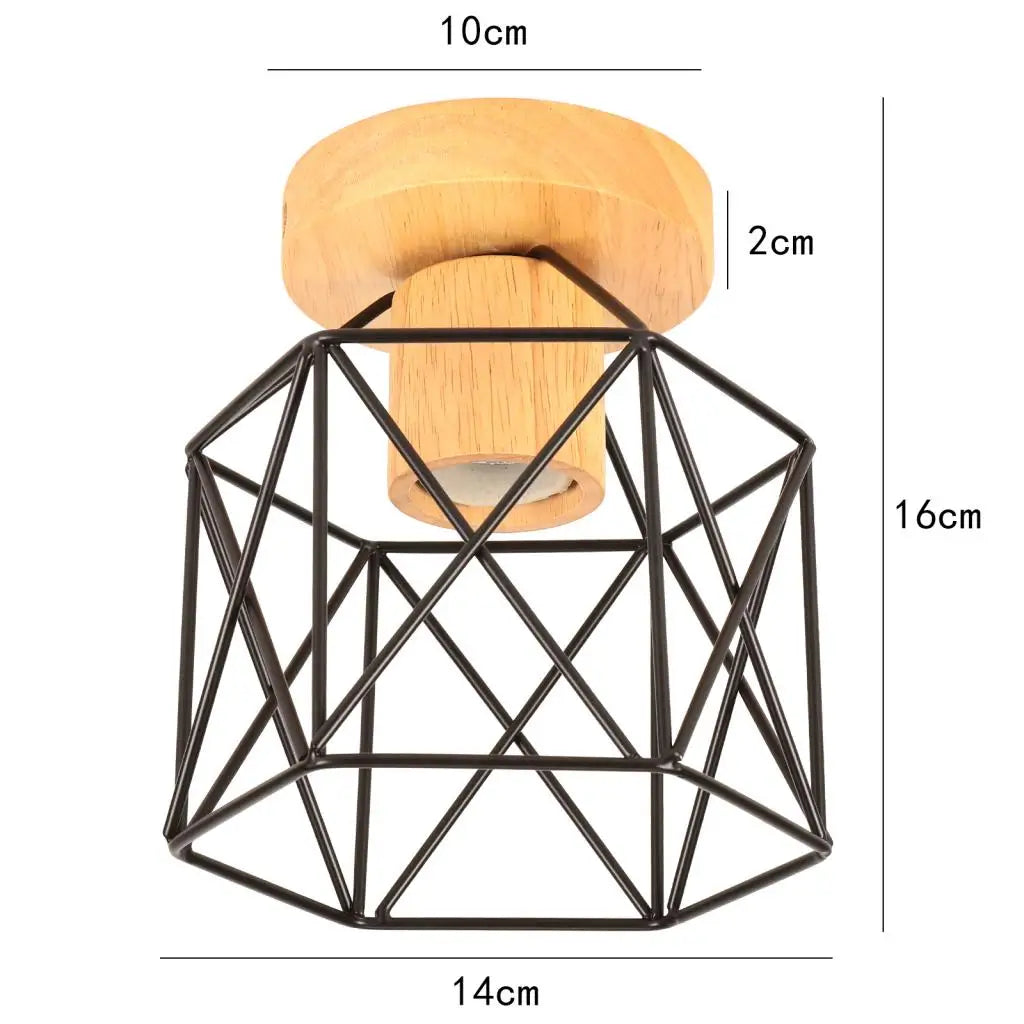 Wrought Iron Industrial Ceiling Light Fixture Vintage Lighting for Corridor Kitchen Balcony