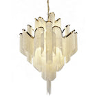 Fringed Chandelier: Silver & Gold Aluminium Chain Pendant Light for Luxe Home & Hotel Decor