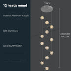 Revolving Stair LED Chandelier - Duplex Villa Hanging Lamp for High-Level Staircase