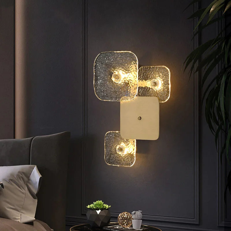 Copper Square Wall Lamp for Elegant Living Room and Bedroom Lighting