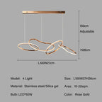 Rose Gold LED Chandeliers - Modern Circle Rings Hanging Lights Fixtures